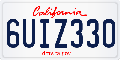 CA license plate 6UIZ330