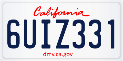 CA license plate 6UIZ331