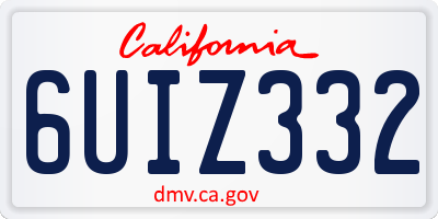 CA license plate 6UIZ332