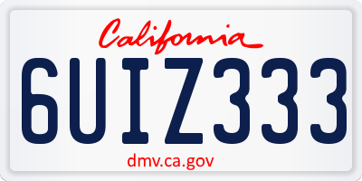 CA license plate 6UIZ333