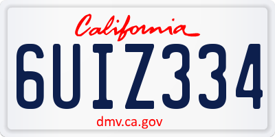 CA license plate 6UIZ334