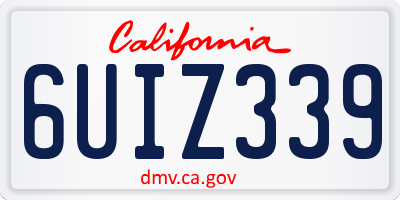 CA license plate 6UIZ339