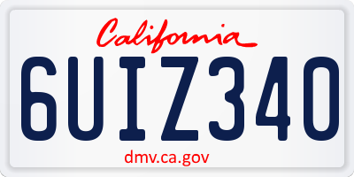 CA license plate 6UIZ340