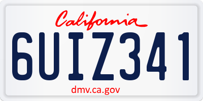 CA license plate 6UIZ341
