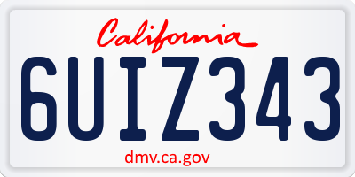 CA license plate 6UIZ343