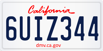 CA license plate 6UIZ344