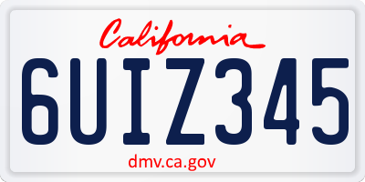 CA license plate 6UIZ345