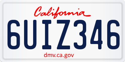 CA license plate 6UIZ346