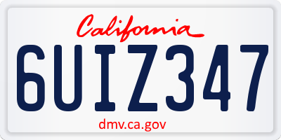 CA license plate 6UIZ347