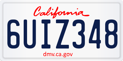 CA license plate 6UIZ348