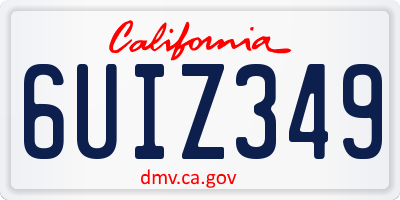 CA license plate 6UIZ349