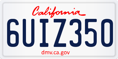 CA license plate 6UIZ350