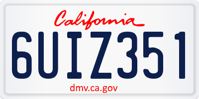 CA license plate 6UIZ351