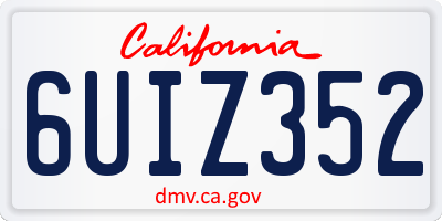 CA license plate 6UIZ352