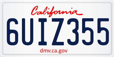 CA license plate 6UIZ355