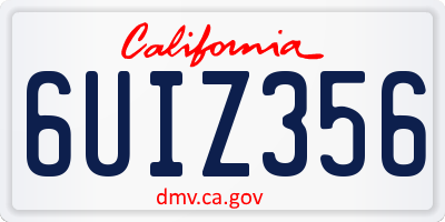 CA license plate 6UIZ356