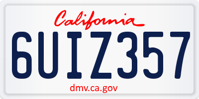 CA license plate 6UIZ357