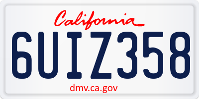 CA license plate 6UIZ358