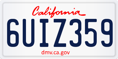 CA license plate 6UIZ359