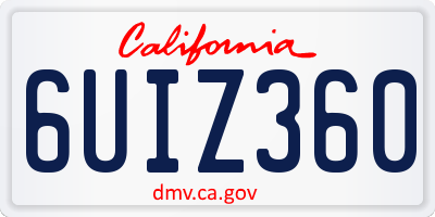 CA license plate 6UIZ360