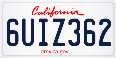CA license plate 6UIZ362