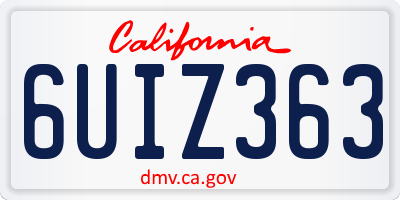 CA license plate 6UIZ363