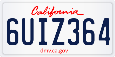 CA license plate 6UIZ364