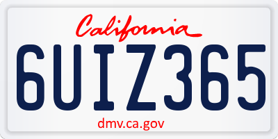 CA license plate 6UIZ365