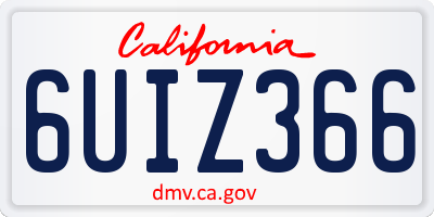 CA license plate 6UIZ366