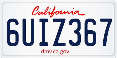 CA license plate 6UIZ367