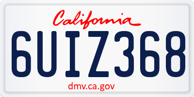 CA license plate 6UIZ368
