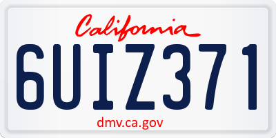 CA license plate 6UIZ371