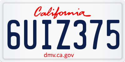 CA license plate 6UIZ375