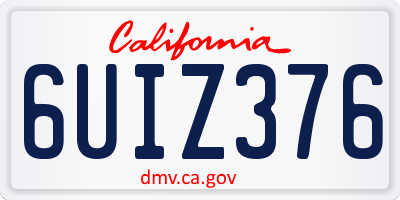 CA license plate 6UIZ376