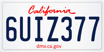 CA license plate 6UIZ377