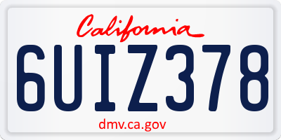 CA license plate 6UIZ378