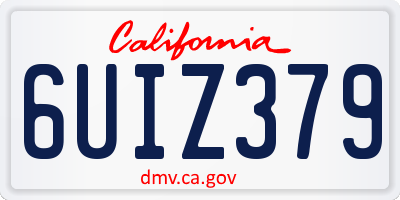 CA license plate 6UIZ379