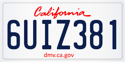 CA license plate 6UIZ381