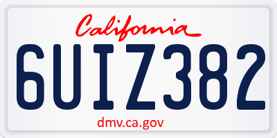 CA license plate 6UIZ382