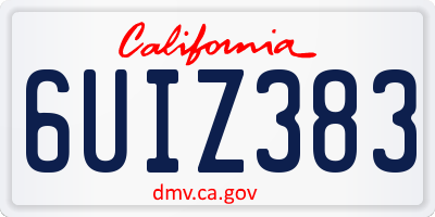 CA license plate 6UIZ383