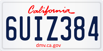 CA license plate 6UIZ384