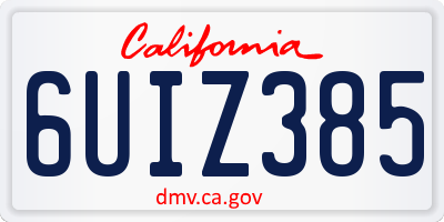 CA license plate 6UIZ385