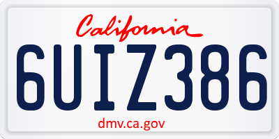 CA license plate 6UIZ386