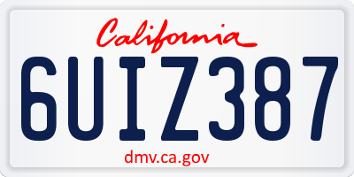 CA license plate 6UIZ387