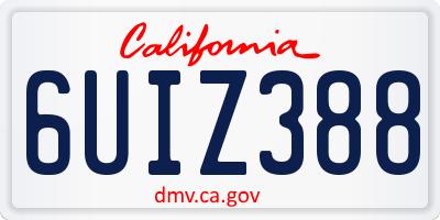 CA license plate 6UIZ388