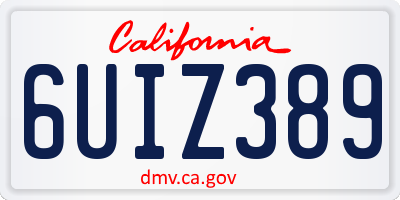 CA license plate 6UIZ389