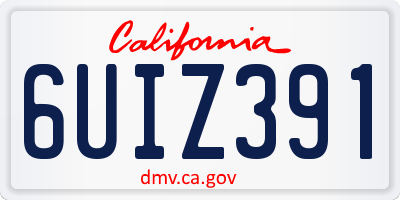 CA license plate 6UIZ391