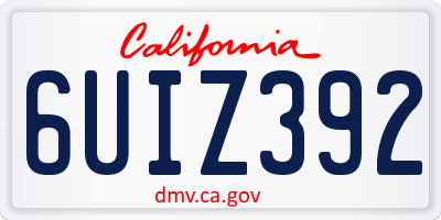 CA license plate 6UIZ392