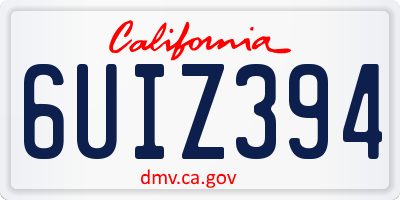 CA license plate 6UIZ394