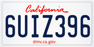 CA license plate 6UIZ396